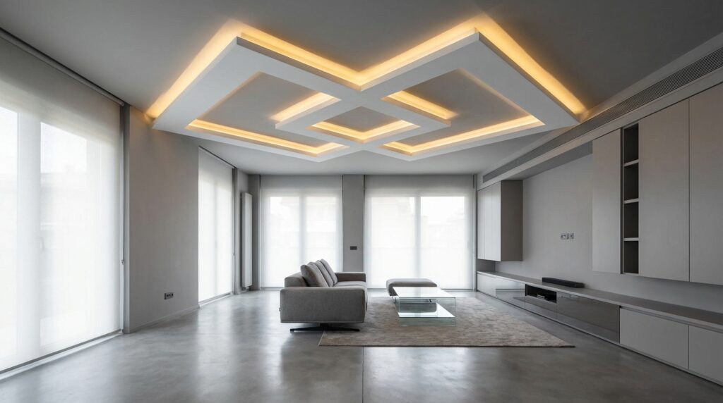 Double Square and Geometric Pattern POP Ceilings